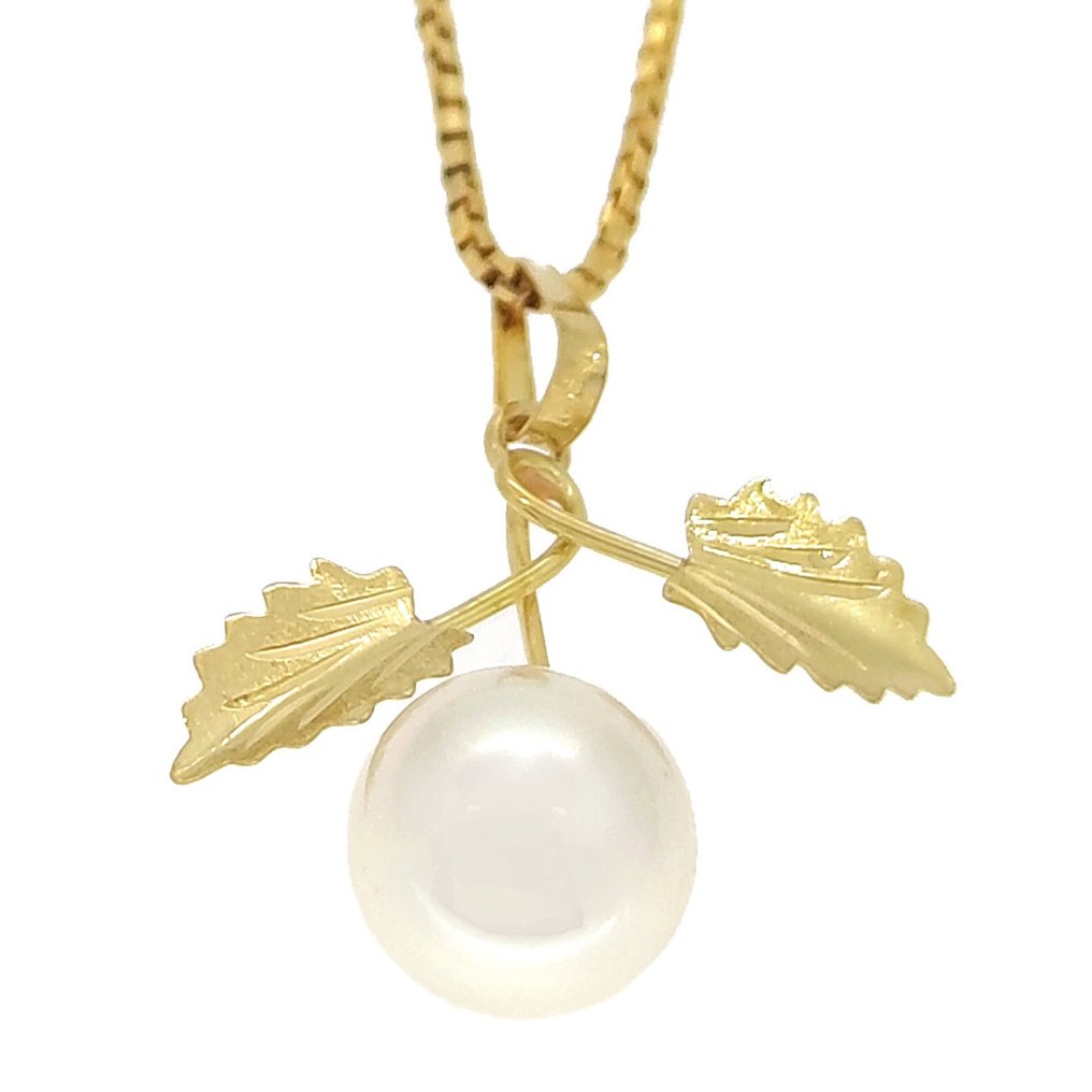 Necklace with pendant - 18 kt. Yellow gold Pearl #1.1