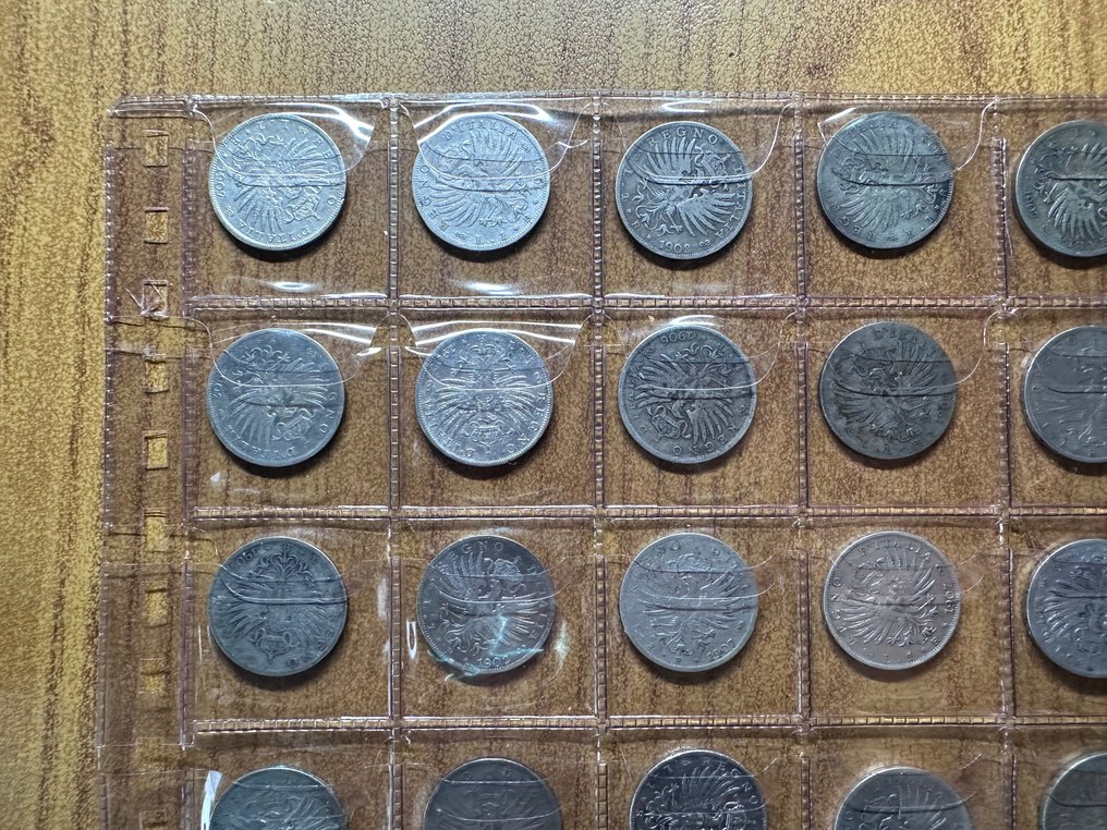 Italien, kungariket Italien. Vittorio Emanuele III di Savoia (1900-1946). 1 Lira "Aquila" (25 monete) #2.1