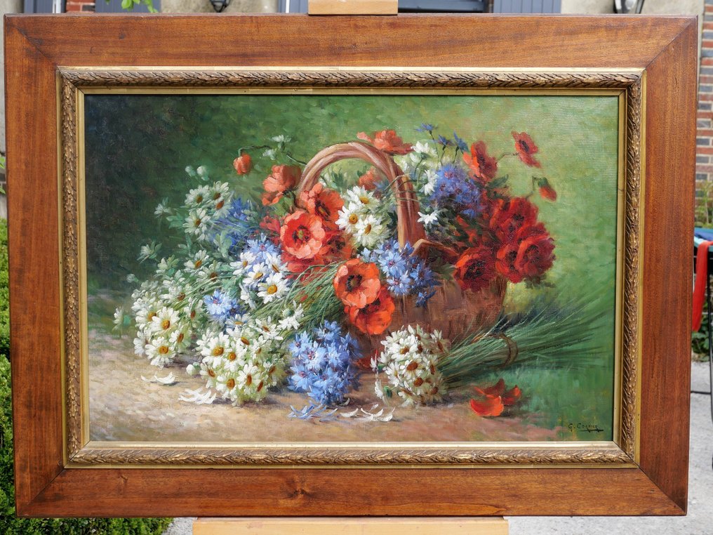 Gaston Corbier (1869-1945) - Bouquet of flowers in a basket #2.1