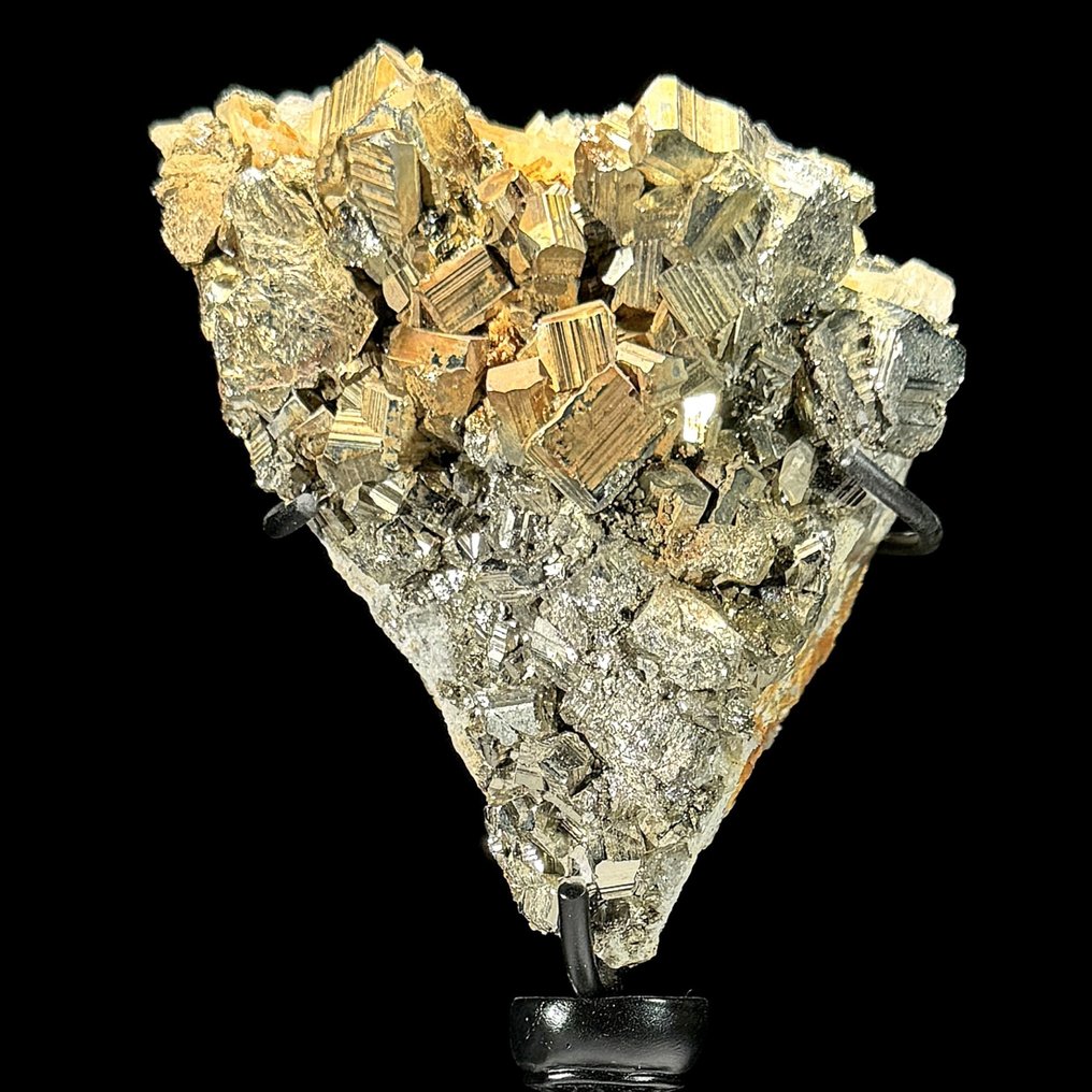 无底价 - 黄铁矿 带支架的水晶簇 - 高度: 20 cm - 宽度: 8 cm- 1200 g - (1) #1.1