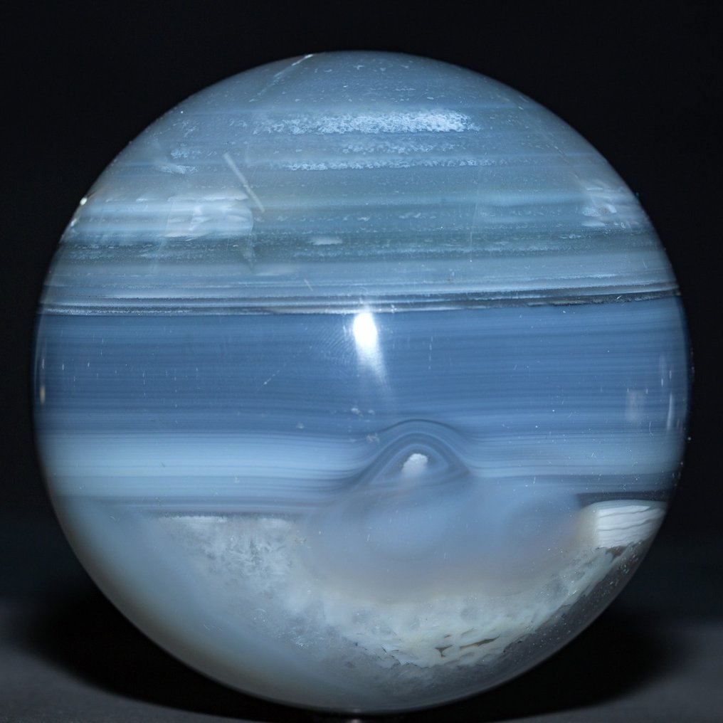 Coleção Especial de Esferas Azul Natural e Ágata Cinza - Uma homenagem ao Oceano - Altura: 98.6 mm - Largura: 98.6 mm- 1317 g #2.1