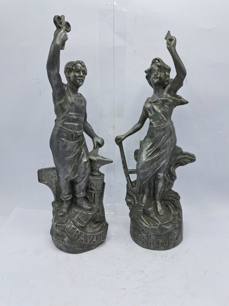 Statue, Travail - Agriculture - 35 cm - Étain #1.2