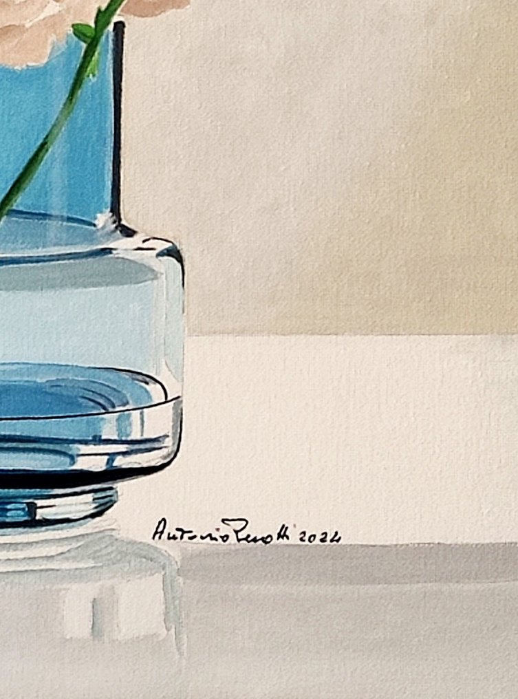 Antonio Perotti - Still Life Vasi in vetro con quadro astratto #2.2
