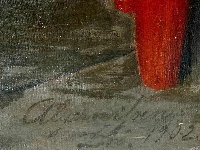 August Algermissen (1872- after 1902) - Portrait of two sisters 1902 - Düsseldorf school #2.1