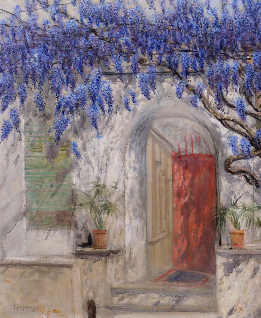 Ernst Theodor Zuppinger (1875-1948) - Wisteria in front of the house #2.1