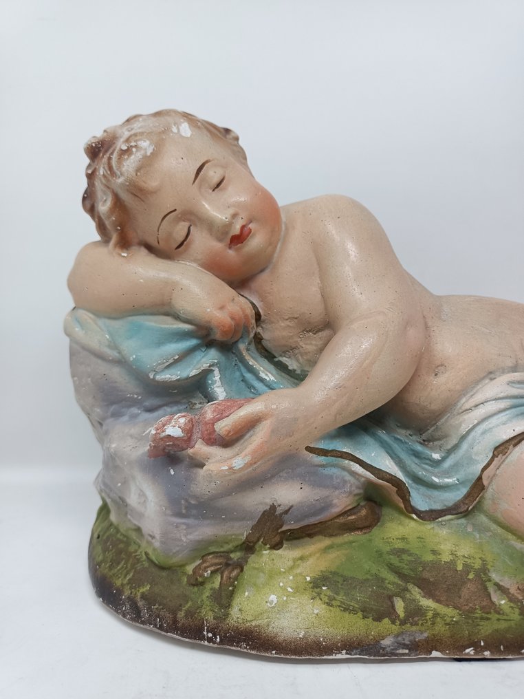 雕塑, Putto in gesso policromo - 22 cm - 石膏 #1.2