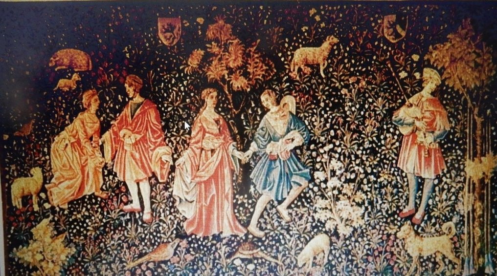Superb and large tapestry "La Danse" 190 cm x 112 cm "Artis Flora". - Gobelin  - 1.12 m - 1.9 m #1.1