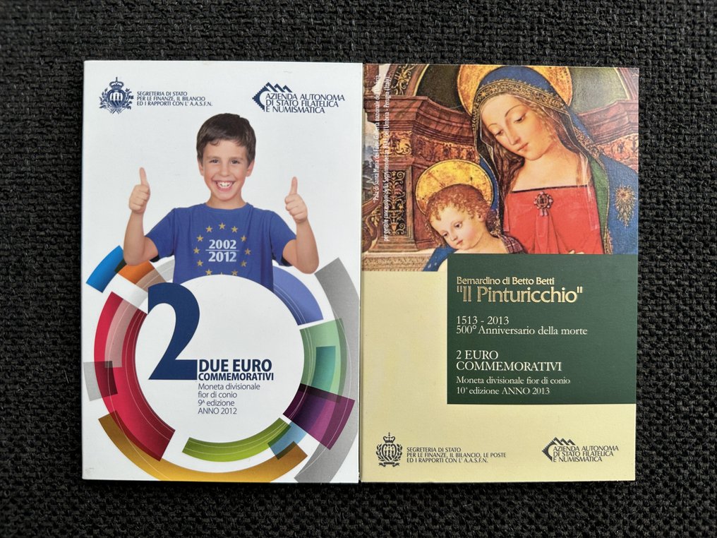 Σαν Μαρίνο. 2 Euro 2012/2013 "10 jaar Euro" + "Pinturicchio" (2 stuks) (χωρίς τιμή ασφαλείας) #1.0