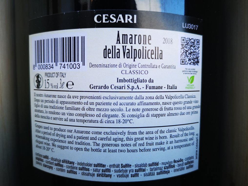 2018 Cesari - Amarone della Valpolicella DOCG - 1 Dobbel Magnum / Jeroboam (3,0 L) #2.3