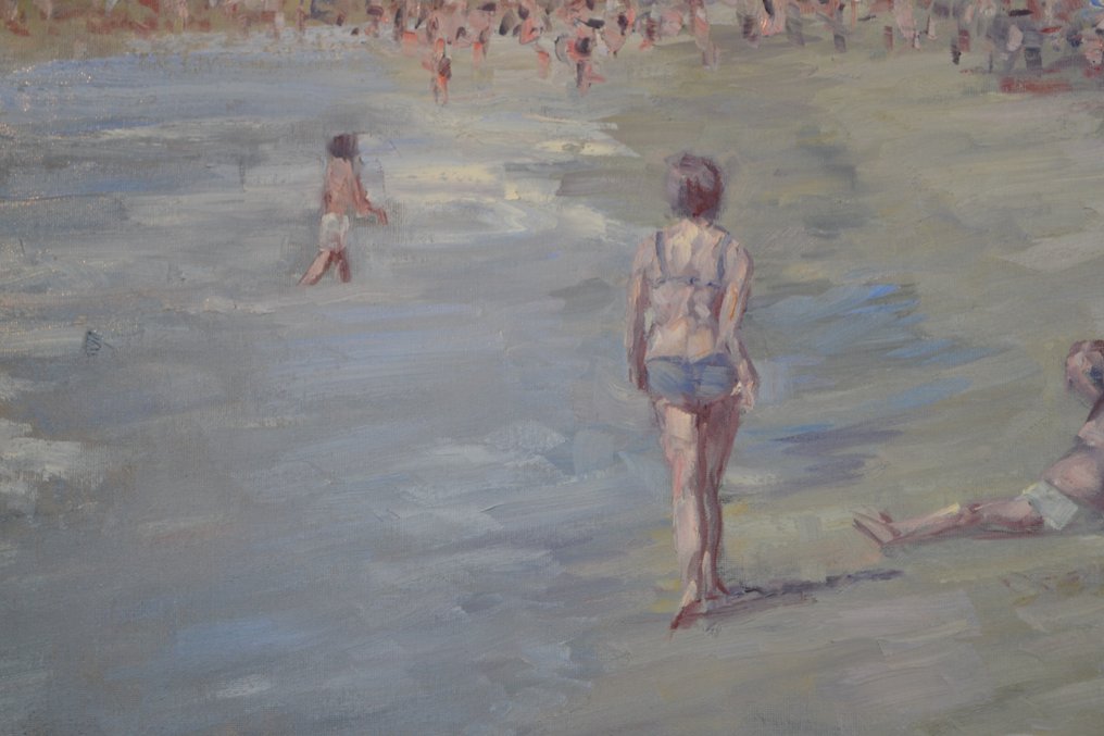 Chris van Dijk (1952) Impressionist - " Sur la plage " #3.2