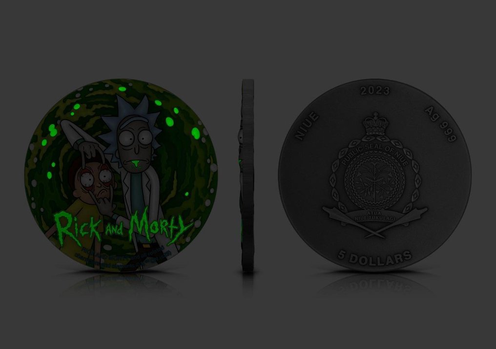 Niue. 5 Dollars 2023 Rick and Morty, 2 Oz (.999) #3.2