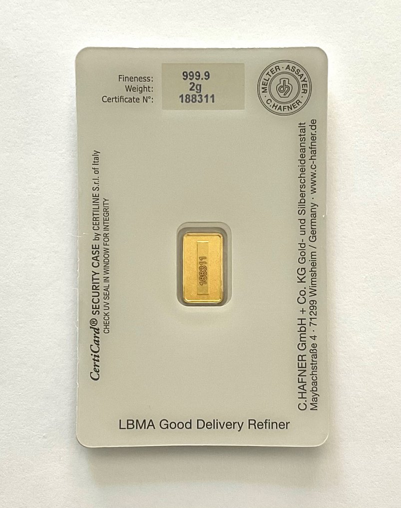 2 grams - Χρυσός .999 - C. Hafner, Germany - Sealed (χωρίς τιμή ασφαλείας) #1.0