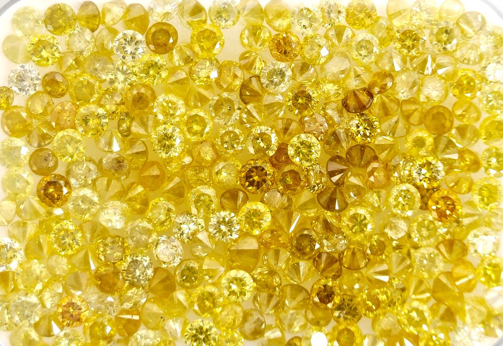 Ohne Mindestpreis - 244 pcs Diamant  (Natürlich)  - 3.00 ct - Rund - I3, VS2 - Antwerp International Gemological Laboratories (AIG Israel) - L Gelb - F I Gelb #1.1