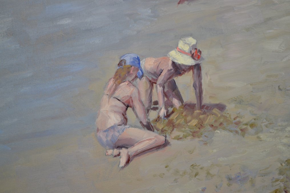Chris van Dijk (1952) Impressionist - " Sur la plage " #2.1