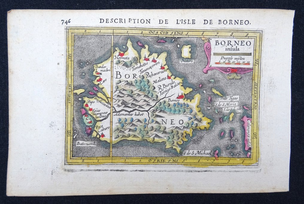 Indonesia - Malaysia, Brunei, Borneo, Kalimantan; Bertius / Hondius - Borneo Insula - 1601-1620 #1.0