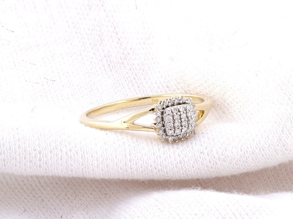 Sans prix de réserve - Bague - 18 carats Or jaune - 0.11ct. tw. Diamant (Naturelle) #2.1