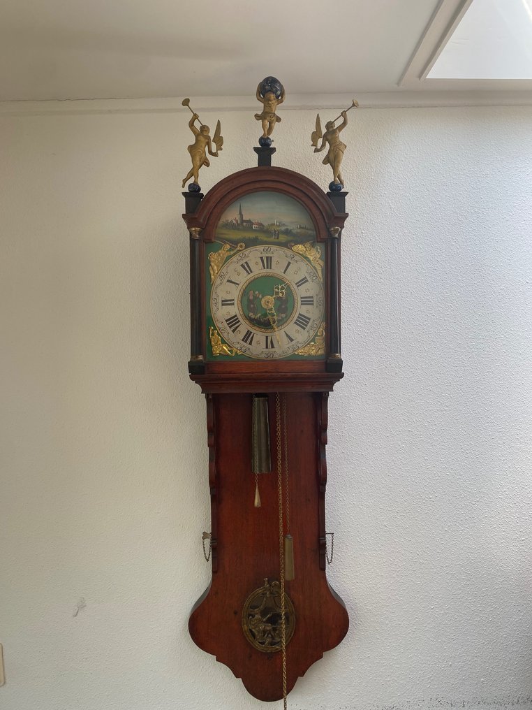 Relógio de parede de pêndulo longo -  Antigo Carvalho - 1855 #1.2