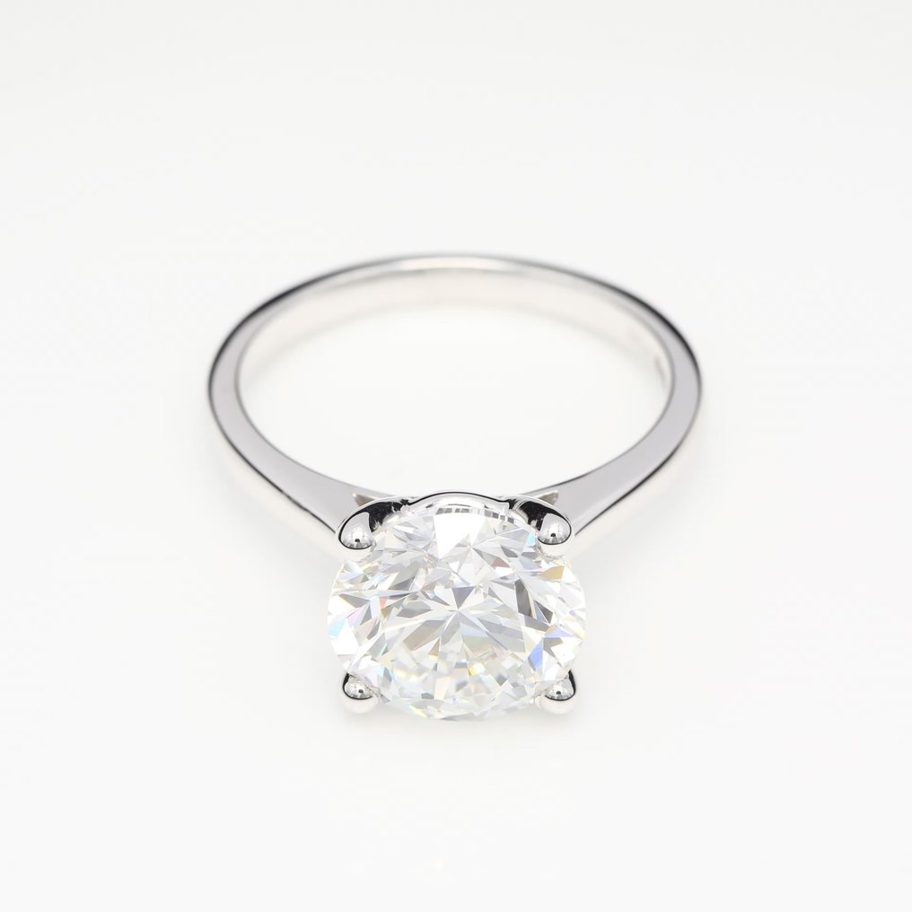 没有保留价 - 戒指 - 18K包金 白金 -  3.01ct. tw. 钻石  (实验室培育) - 圆形 F-VVS2 #1.1