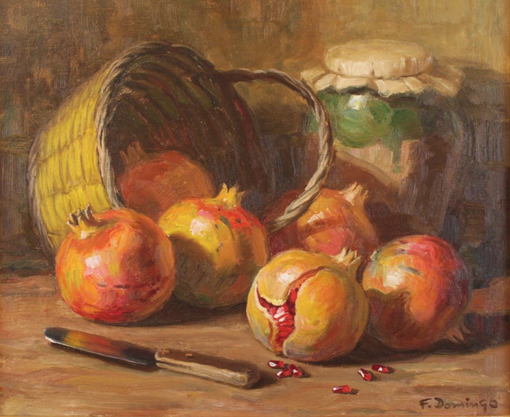 Francisco Domingo Castellá (1920-2011) - Bodegón de granadas y cesta #1.0