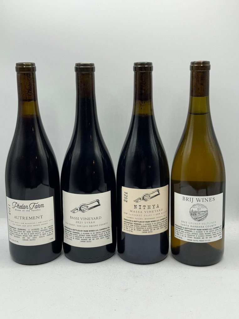 2022 Brij Wines "Gruner Veltliner" 2021 Bassi Vineyard "Syrah" ,Phelan Farm "Autrement" - Kalifornia Massa Vineyard "Nithya" - 4 Butelki (0,75l) #1.2