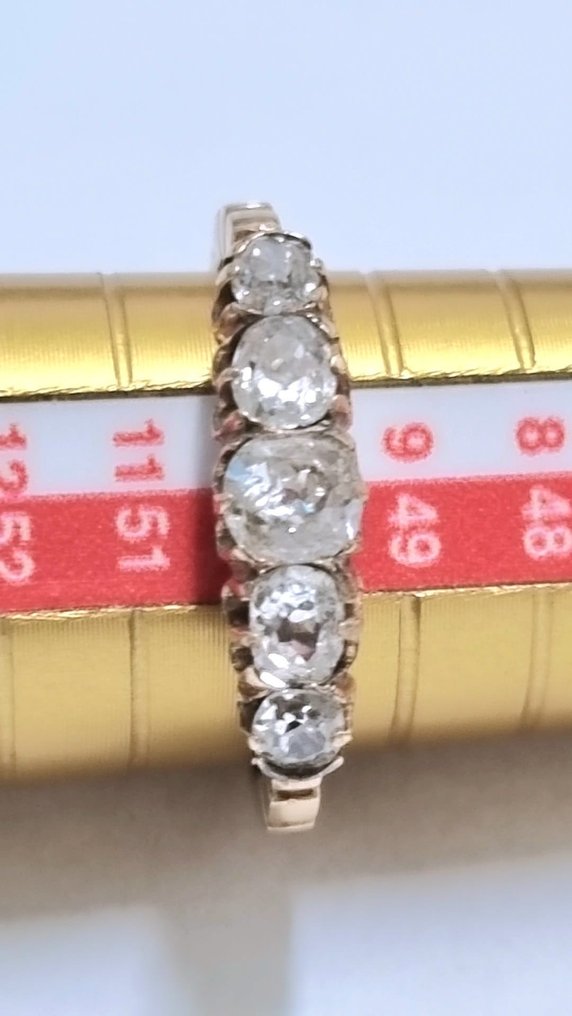 戒指 - 14 克拉 黃金 -  0.93ct. tw. 鉆石  (天然) - 鉆石 #1.2