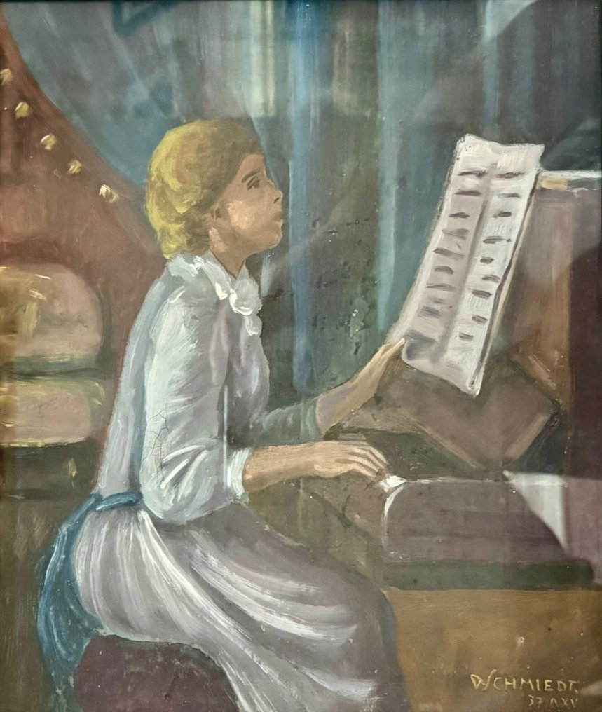 Daniele Schmiedt (1888 – 1954) - Ritratto di fanciulla al piano #1.1