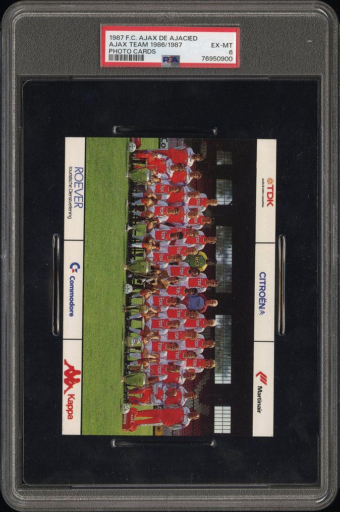 1987/88 De Ajacied Team Ajax 39 Years Old Johan Cruyff, Marco van Basten, Dennis Bergkamp Printed Signatures Μοναδική (one of one) - PSA 6 - 1 Graded card #1.0