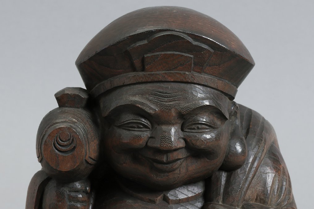 Daikokuten 大黒天 Statue by Ono Kouichi 大野晃一  Lucky God Figurine - Veistos Puu - Japani #2.1
