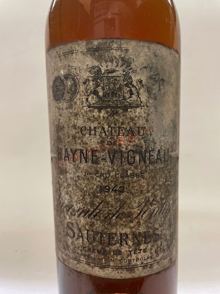 1942 Château de Rayne-Vigneau - Crème de Tête - Sauternes 1er Grand Cru Classé - 1 Botella (0,75 L) #1.2
