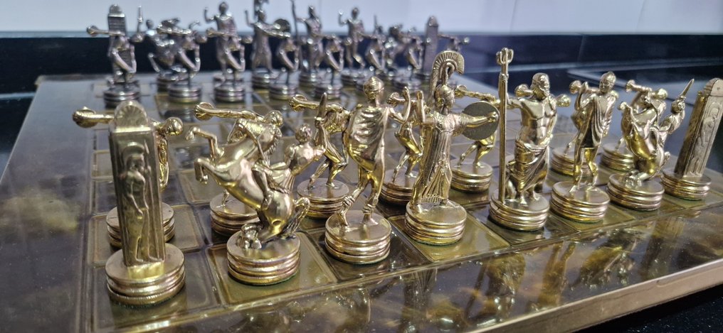 Set di scacchi - Ajedrez vintage de Lujo Grecia Clásica hecho a mano - Legno, metallo e PVC di qualità #2.1