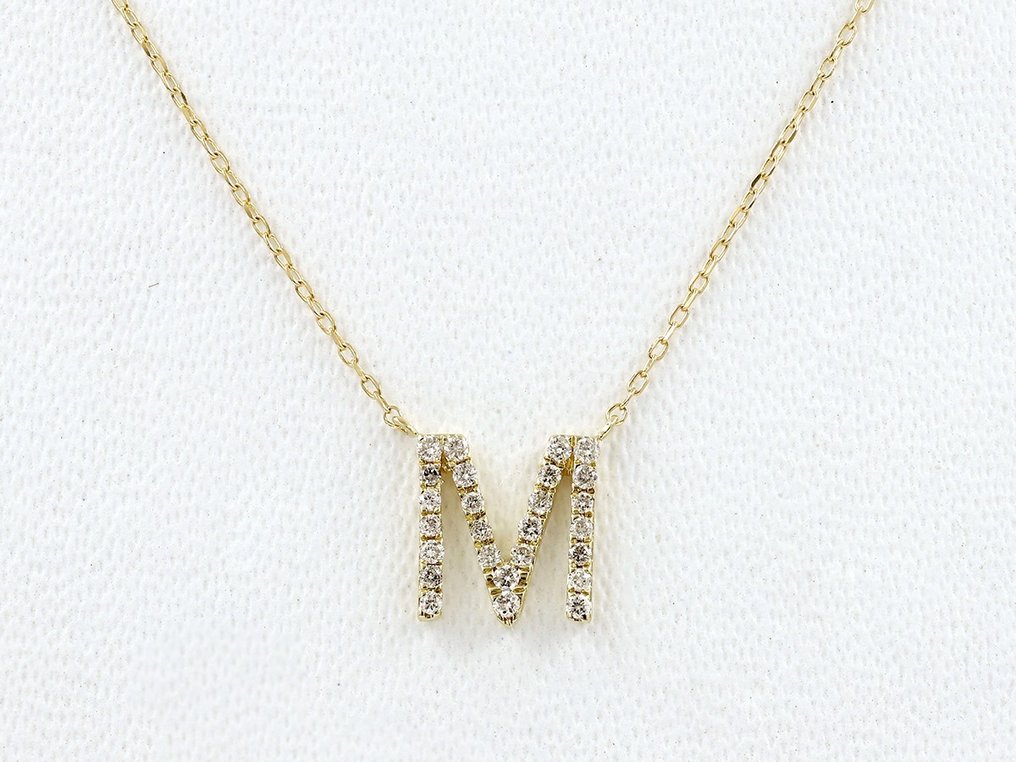 Zonder minimumprijs - Ketting met hanger - 14 karaat Geel goud - 0.11ct. tw. Diamant (Natuurlijk) #1.0