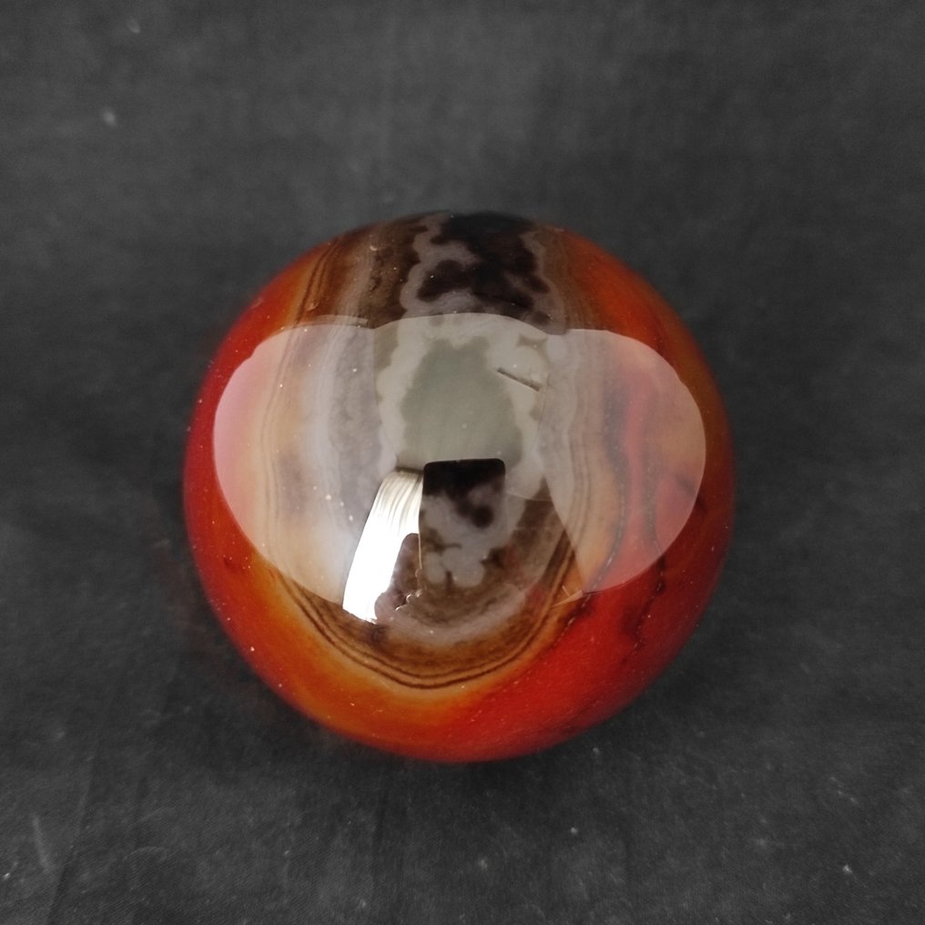 玛瑙 红玉髓球体 - 高度: 7.32 cm- 480 g - (1) #1.1