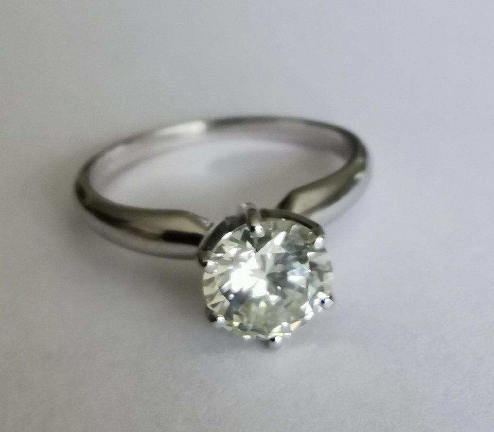 Forlovelsesring - 14 karat Hvitt gull -  1.02ct. tw. Diamant  (Naturlig) #1.1