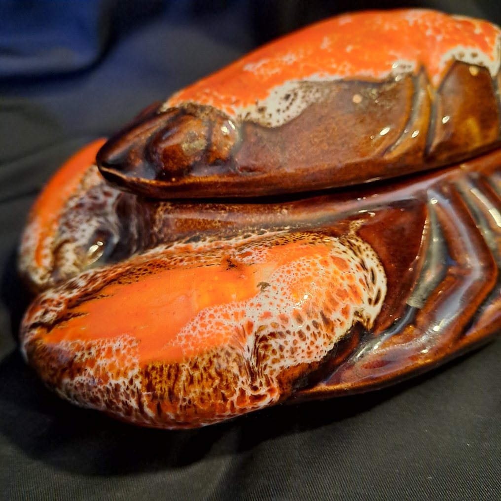 Récipient de cuisine - Exceptionnelle faïence - Extrêmement rare - Langouste - Lobster - Michel Caugant #2.1