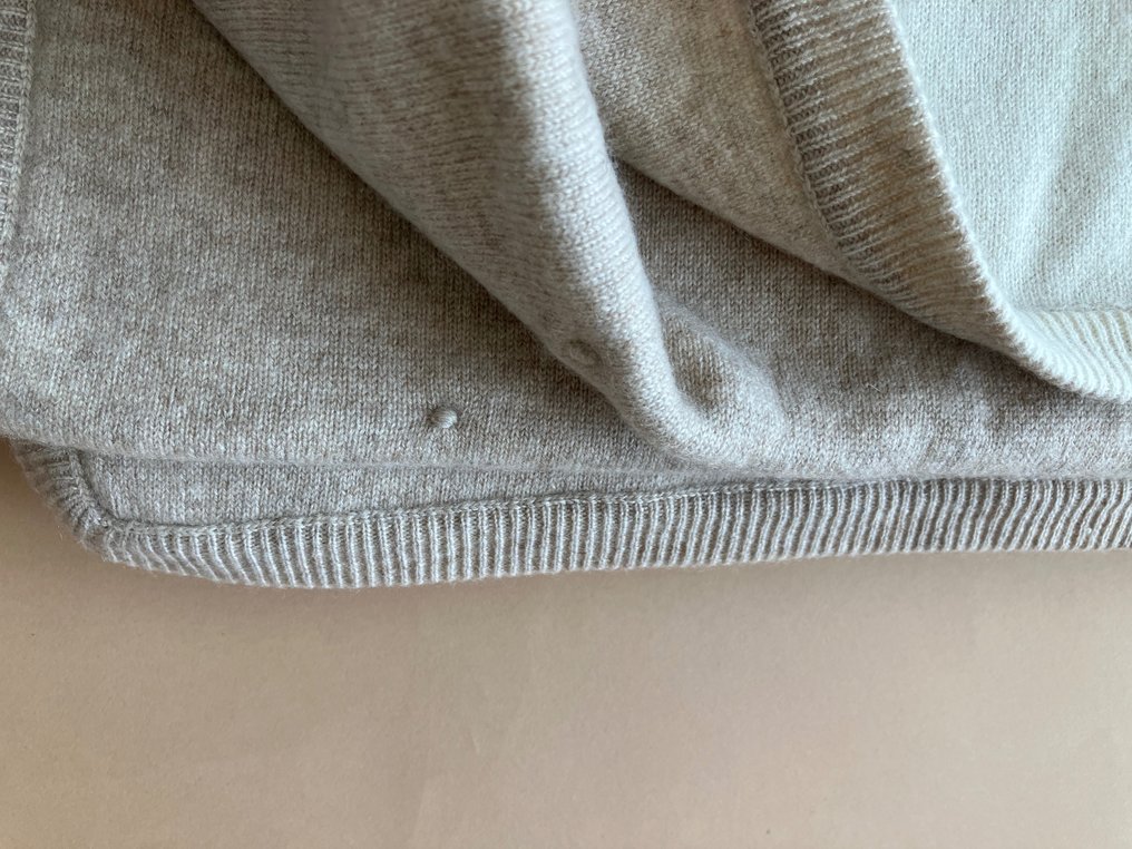 Corte di Kel - Pure White Cashmere Blanket (Beige × Off White) - Blanket  - 186 cm - 132 cm - Made in Perugia, Italy #3.1