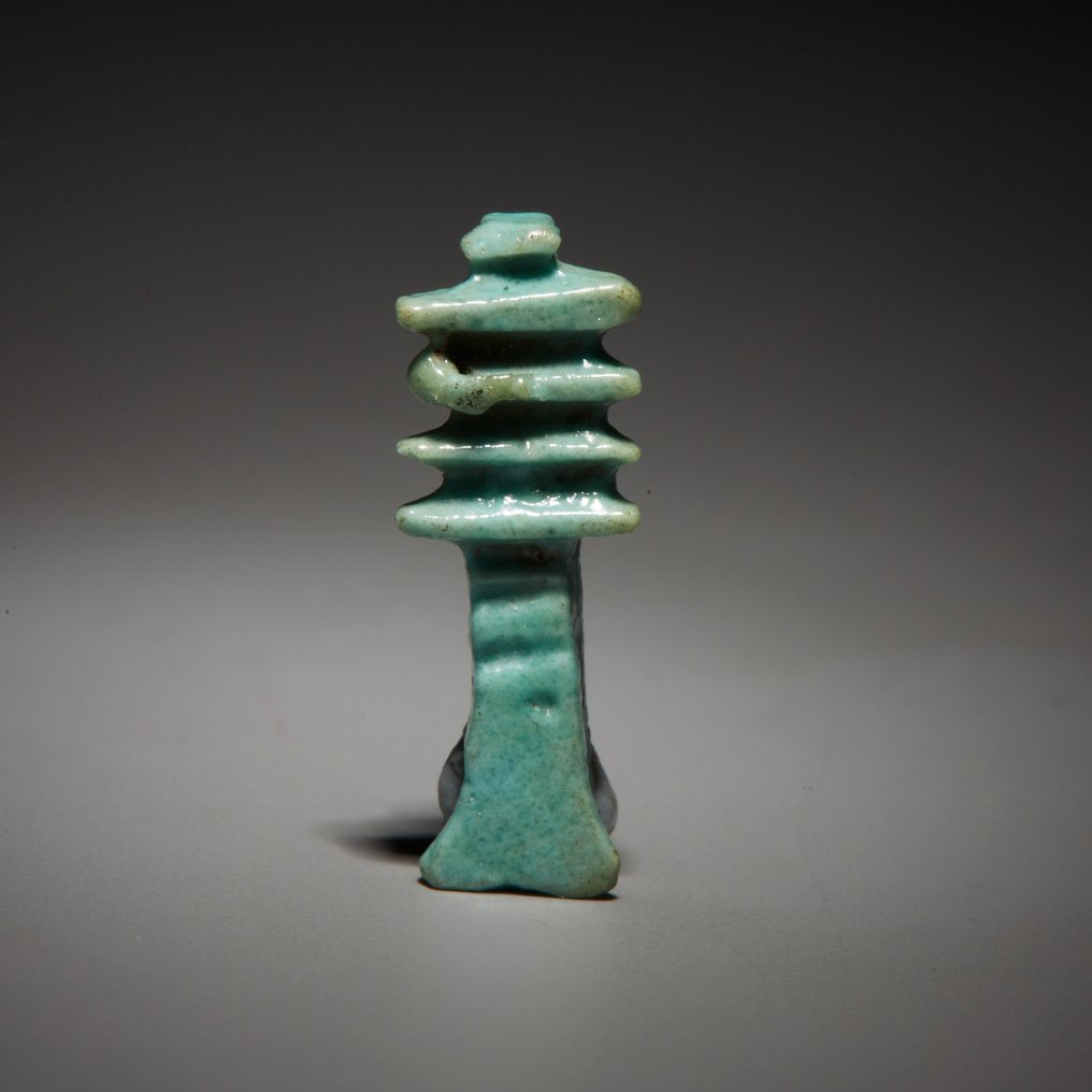Antigo Egito, Pré-dinástico Faience Amuleto em forma de pilar Djed. Período Tardio, 664 - 332 AC. 1,6 cm de altura. #1.1