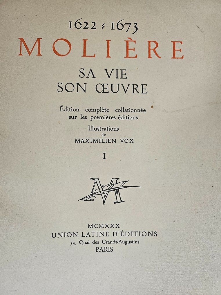 Maximilien Vox - Moliere, sa vie, son oeuvre - 1930 #3.1