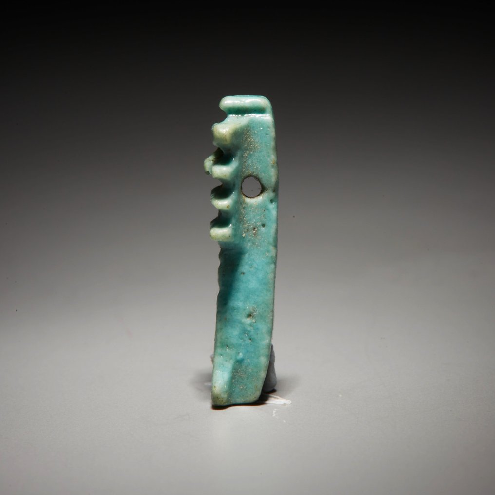 Oldtidens Egypten Fajance Amulet i form af en Djed-søjle. Sen periode, 664 - 332 f.Kr. 1,6 cm højde. #2.1