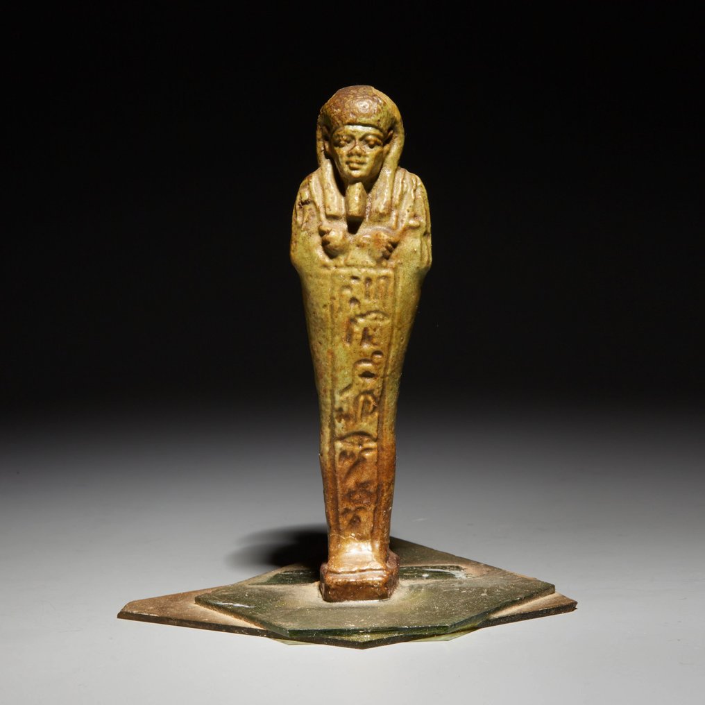 Egiptul Antic FaianÈ›Äƒ Shabti. Perioada târzie, 664 - 332 î.Hr. 11,3 cm inaltime. #1.2
