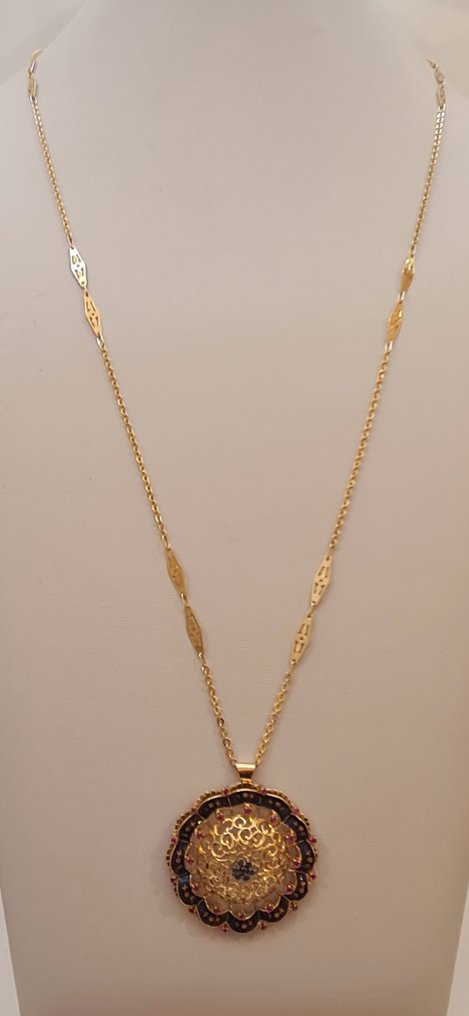 Lunga Chanel con pendente anni 40 Italia - Necklace - 18 kt. Rose gold, Yellow gold  #2.1