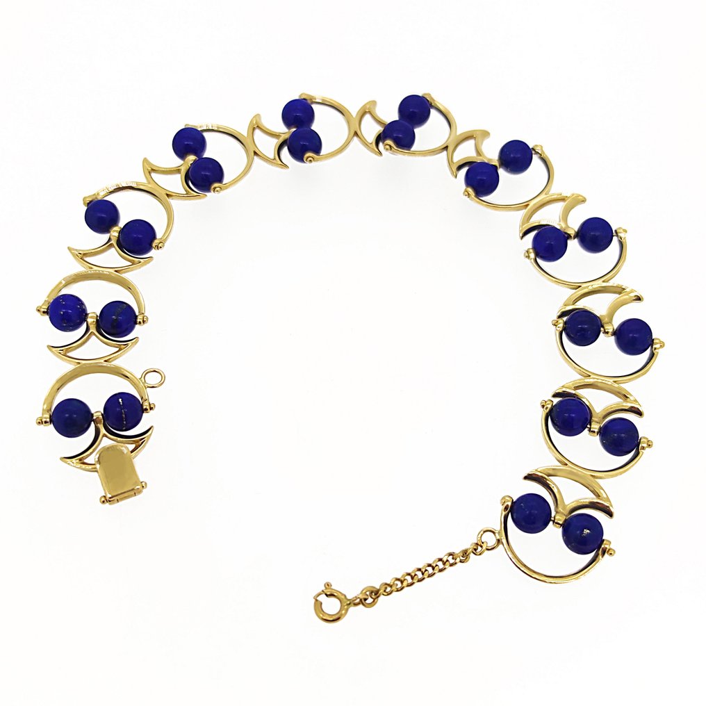 Armband - 18 karaat Geel goud Lapis lazuli #1.2