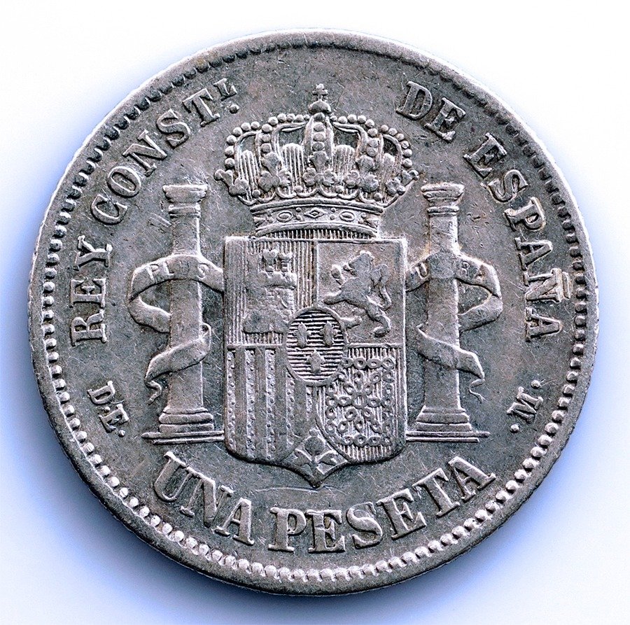 Ισπανία. Alfonso XII (1874-1885). 1 Peseta 1876*18-76 DEM. Madrid - Muy escasa #1.2