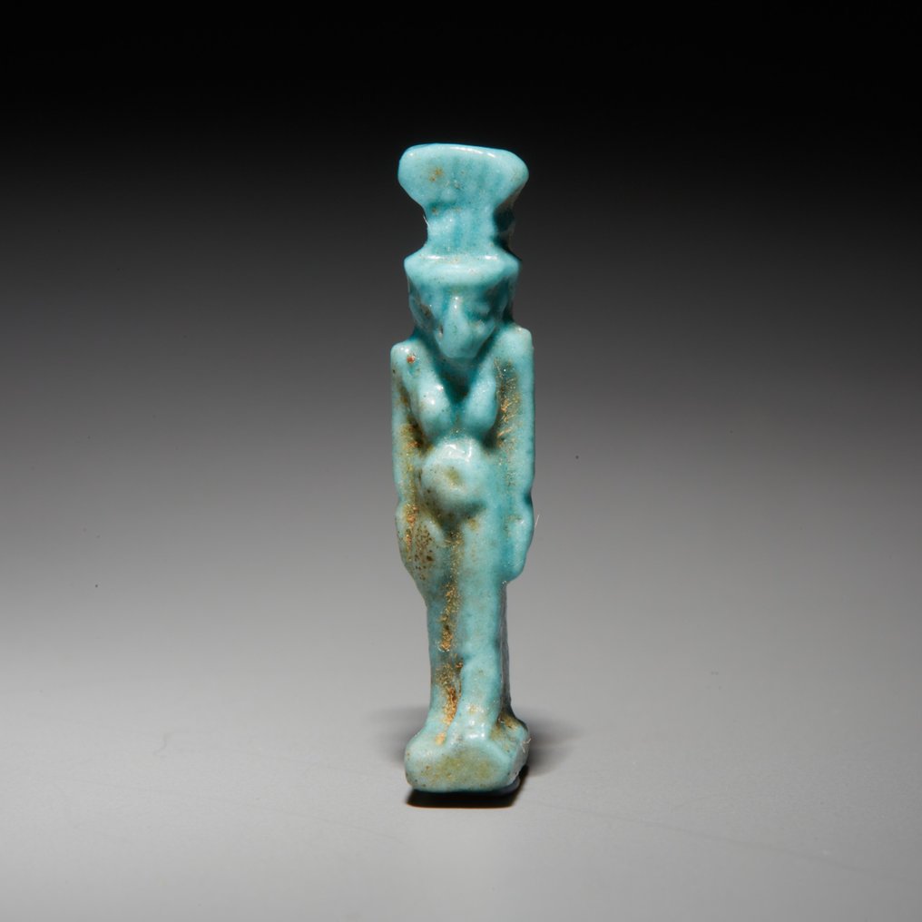Antigo Egito, Pré-dinástico Faience Amuleto. Período Tardio, 664 - 332 AC. 2,6 cm de altura. #1.2