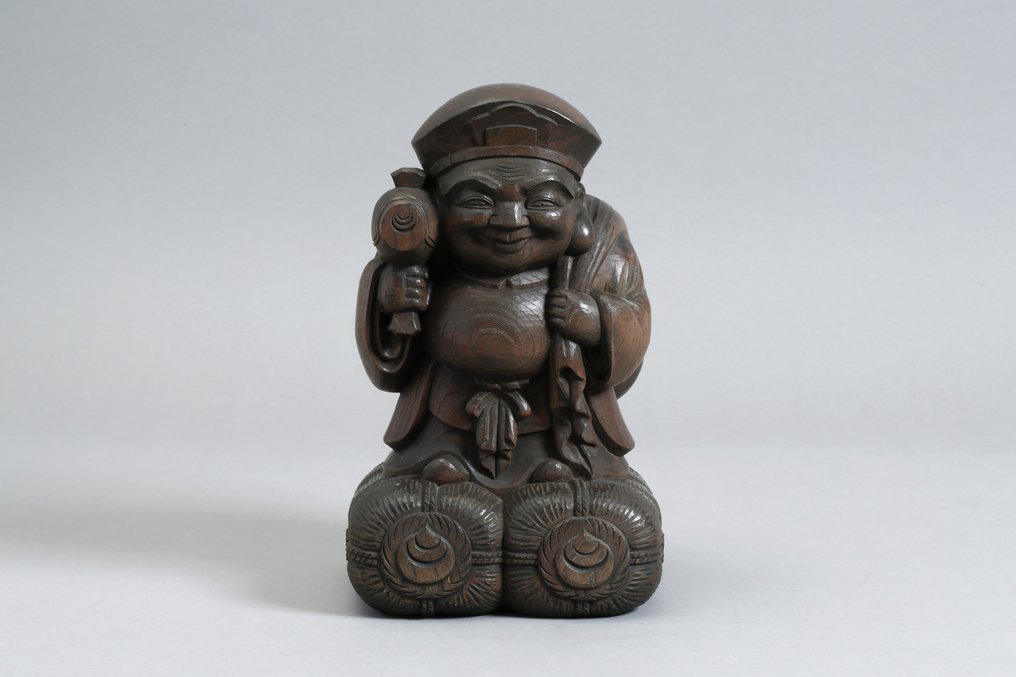 Daikokuten 大黒天 Statue by Ono Kouichi 大野晃一  Lucky God Figurine - Veistos Puu - Japani #1.1