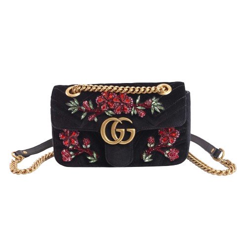 Gucci - GG Marmont Floral Embroidered Velvet Mini Bag - Skulderveske #1.1