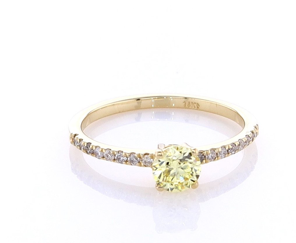 Ring - 14 kt. Yellow gold -  0.56ct. tw. Diamond  (Natural coloured) - Diamond #1.1