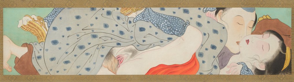 E’maki’mono handscroll illustrato con shunga 春画. - Seta, Brocade, Paper - Giappone - Periodo Meiji (1868-1912) #3.2