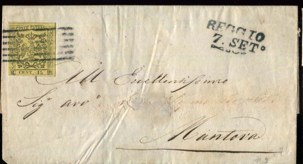 Italian Ancient States - Modena 1852 - 4 letters with all different postage. - Sassone 3, 4, 7, 8. #2.1