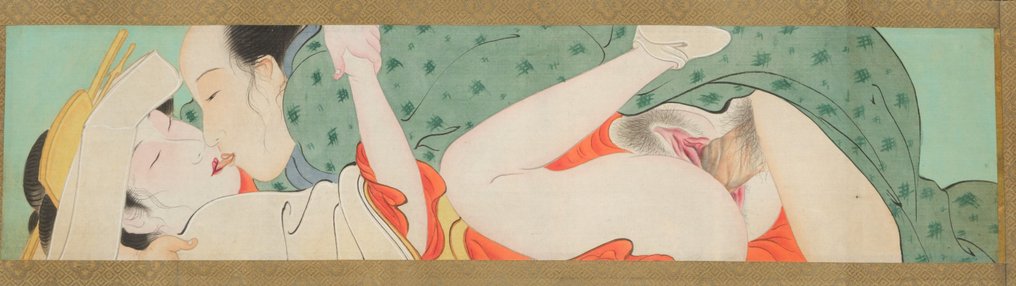 E’maki’mono handscroll illustrato con shunga 春画. - Seta, Brocade, Paper - Giappone - Periodo Meiji (1868-1912) #2.1