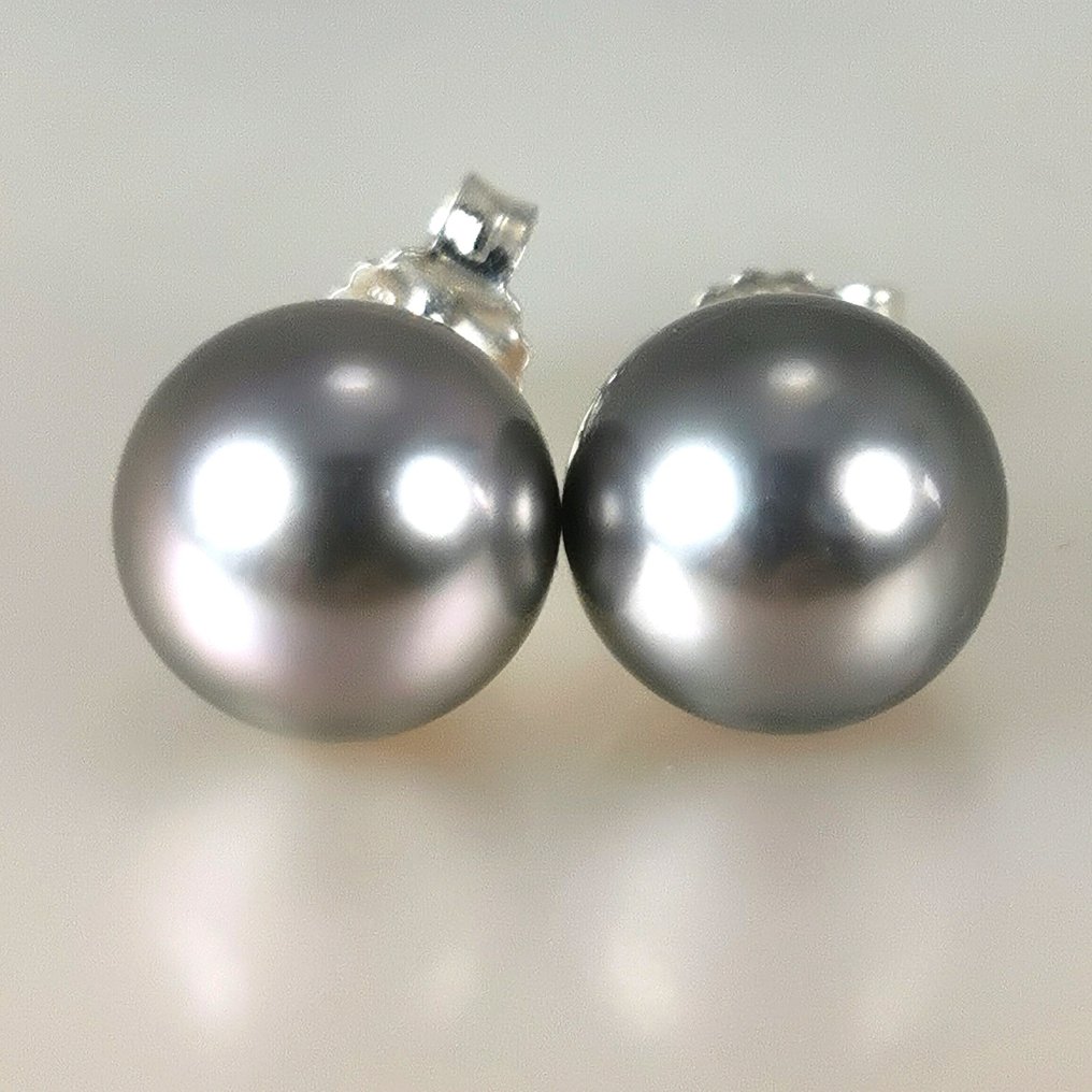 Pendientes Plata Perla - Perla de Tahití RD Ø 9,8x10 #1.1